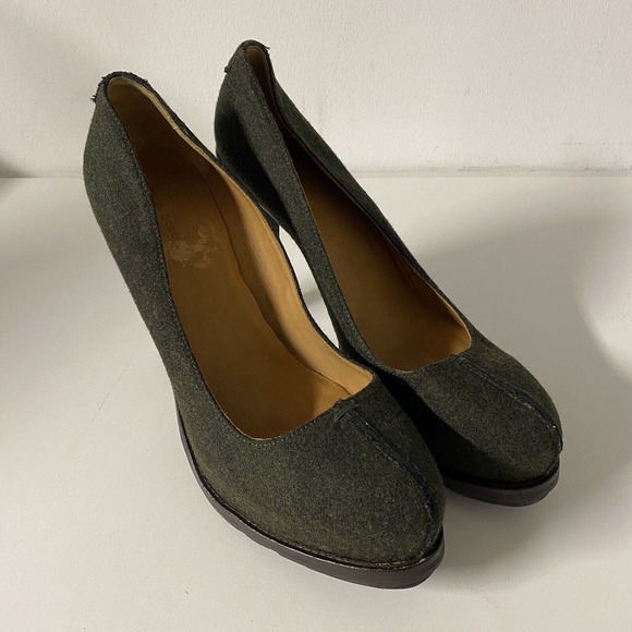 Rag & Bone Wool Pump Platform Forest Green Textile Round Toe Slip On Hee… - Picture 2 of 9